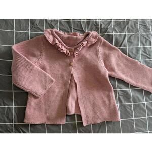 Pink frill collar knitted cardigan